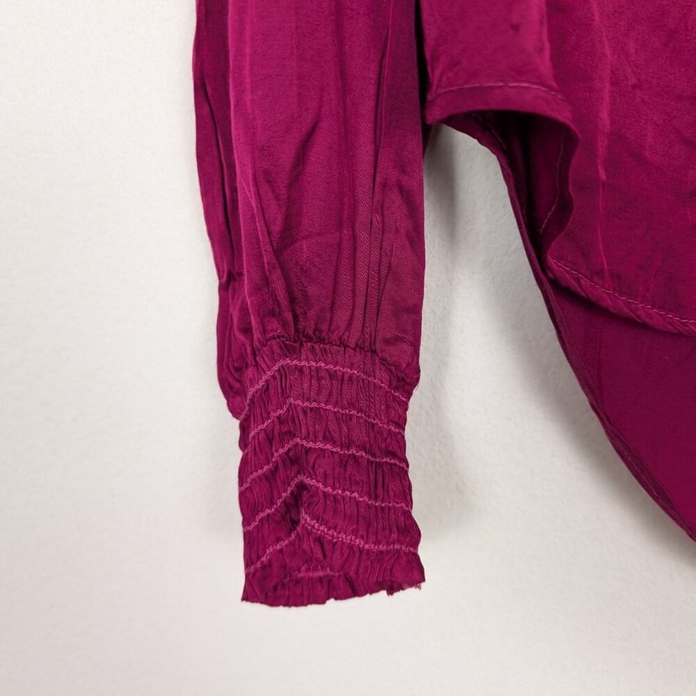 C&S by Cloth & Stone Raspberry High Low Button Front Blouse Size S - Picture 4 of 7
